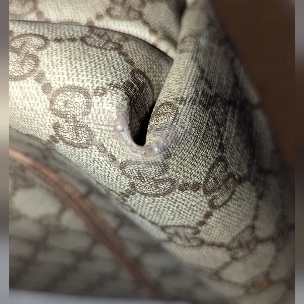 Gucci Ophidia Sherry Line Coated Canvas Tote Bag Brown Tan GUC - Picture 12 of 16